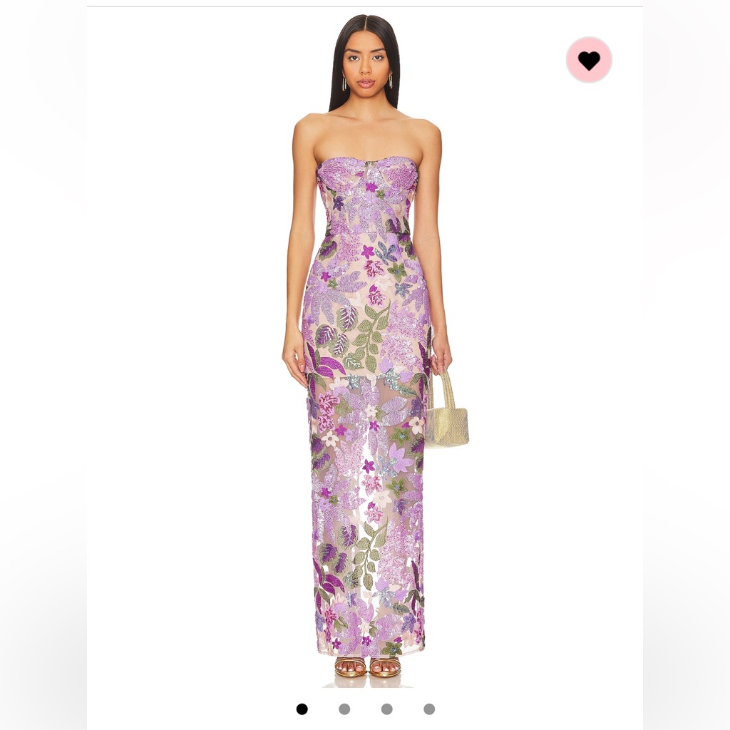 Bronx And Banco Dahlia Gown In Lilac Multi Purple Strapless Bodycon Dress
